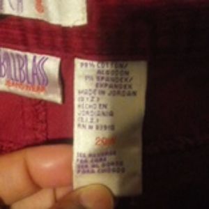 Stretchy form fitting red pants